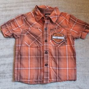 Harley-Davidson 2T, collar, orange button-up Shirt